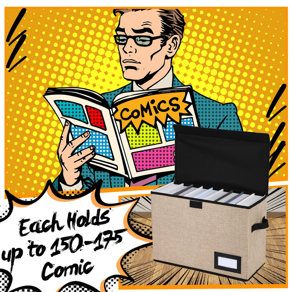 6 Pcs Comic Book Storage Boxes,Beige