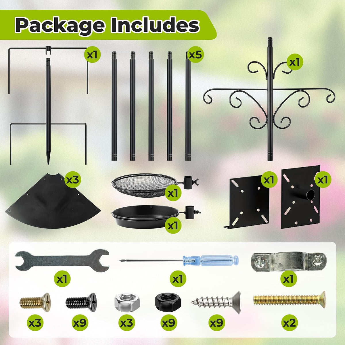 Bird Feeder Pole Stand - 92 Inch Bird Feeding Station for Outdoor Outside, Heavy Duty Adjustable Birdhouse Pole