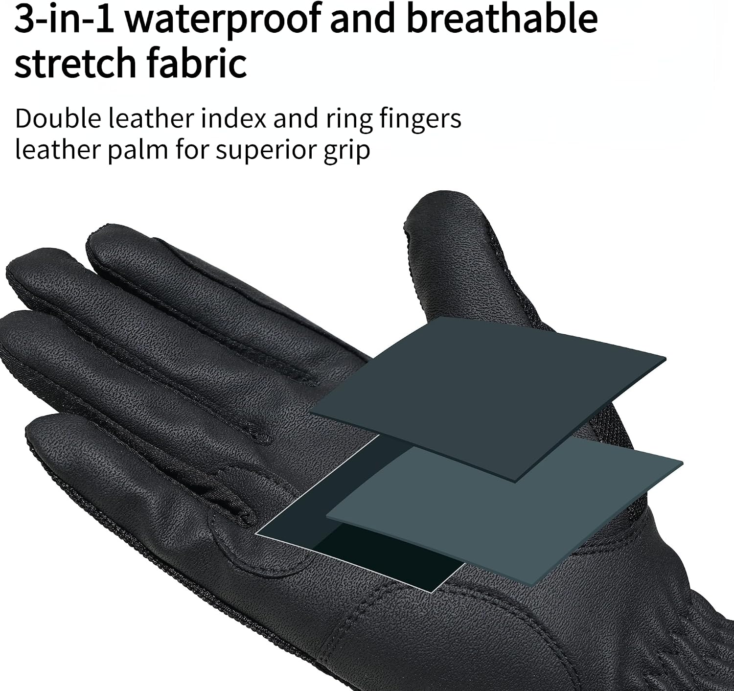 Equestrian Riding Gloves, Touch Screen, Double-Layer PU Fingers, Hook & Loop Wrist - Ideal for Horse Riding, Boating