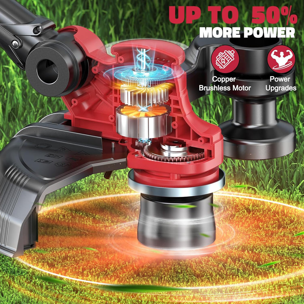 Cordless String Trimmer Compatible with Milwaukee 18V (Tool Only), MtiolHig 3 in 1 Weed Eater with Brushless Motor &