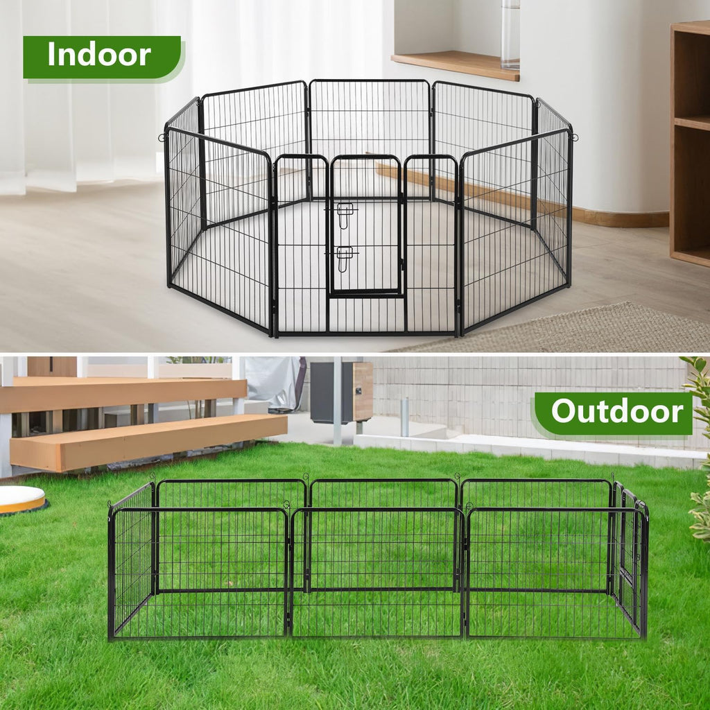 Dog Playpen | 40 Inch, 8 Panels | Heavy Duty Metal Pet Exercise Pen | Indoor Outdoor Fence Panels | Rust-Resistant