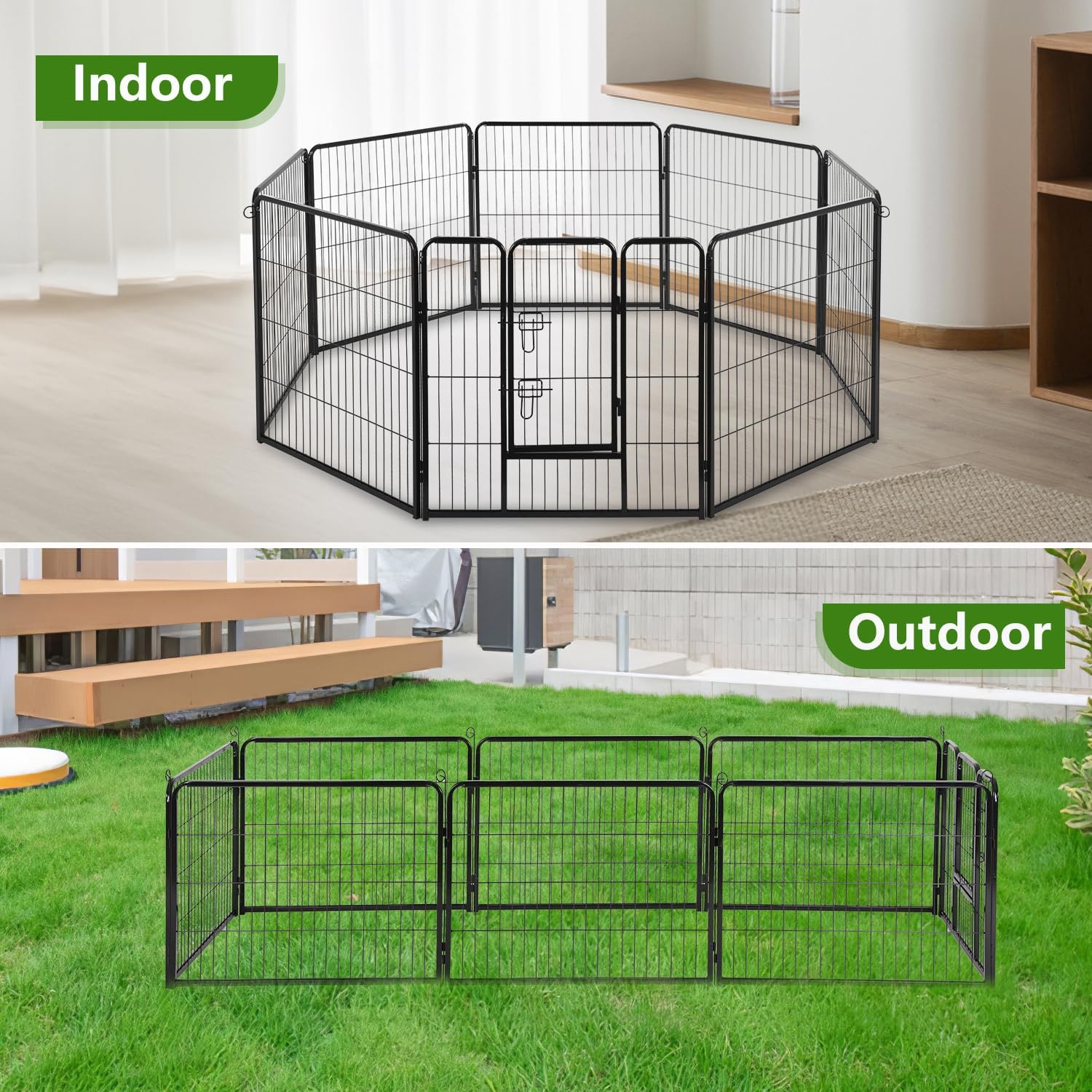 Dog Playpen | 40 Inch, 8 Panels | Heavy Duty Metal Pet Exercise Pen | Indoor Outdoor Fence Panels | Rust-Resistant