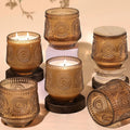 6 Pack Amber Candle Jars for Making Candles- Large 13.5oz Glass Jars with Wooden Lids and Labels, Empty Candle Jars