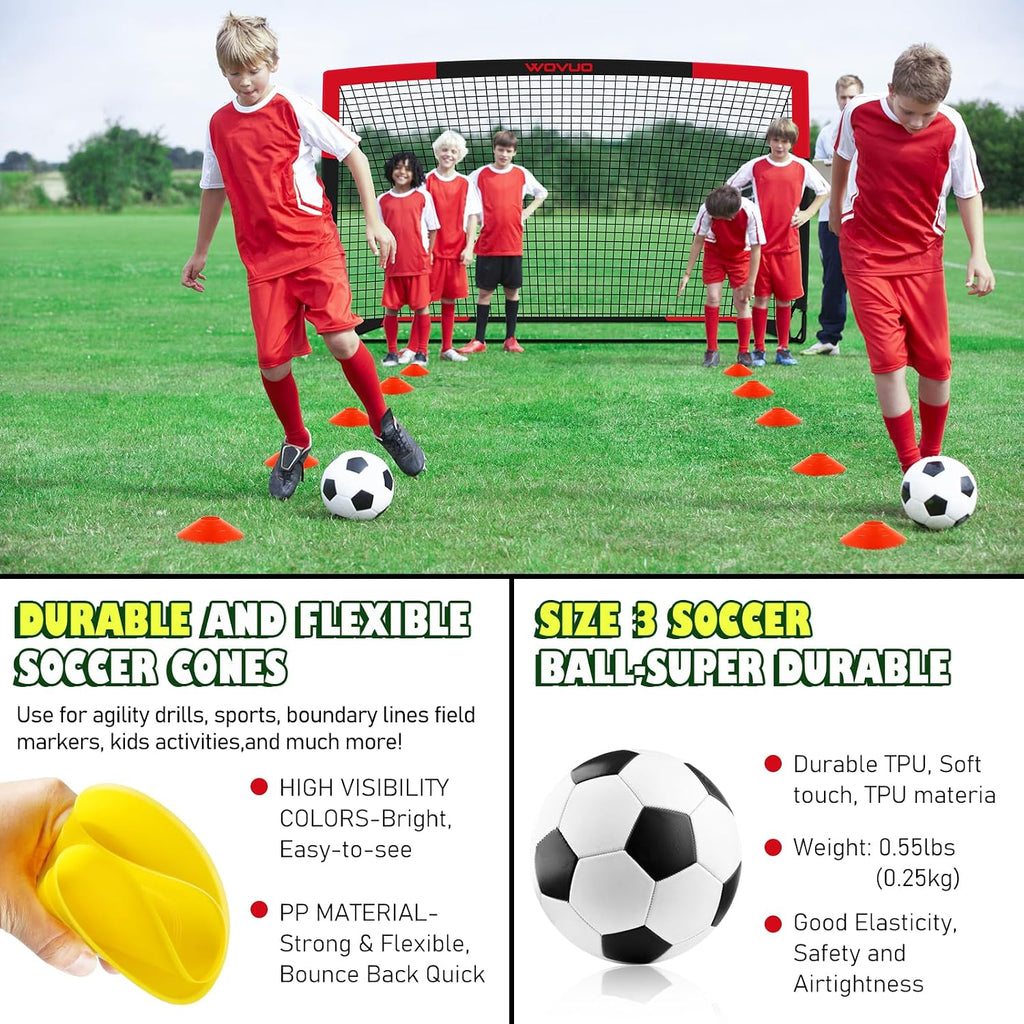 Kids Soccer Goals for Backyard Set of 2, 6x4 ft Portable Toddler Soccer Goal Training Equipment with Soccer Target