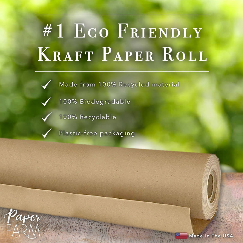 Eco Kraft Wrapping Paper Roll (Jumbo) | Biodegradable Recycled Material | Made in the USA | Multi-use: Natural