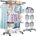 𝟖𝟎% 𝟎𝐟𝐟 Clothes Drying Rack Foldable, 4-Tier Drying Rack with Wheels | Upgraded Foldable Laundry Drying Rack, Clothes