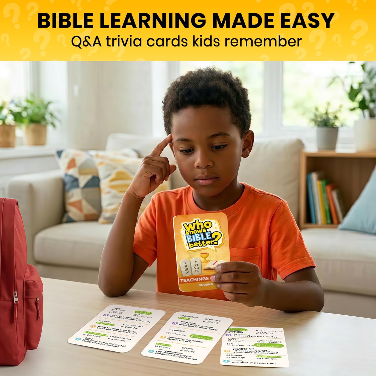 Who Knows Bible Better – Teachings and Facts Card Game with 300 Faith-Based Questions for Kids, Teens, Family Nights