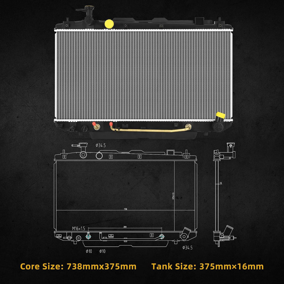 DWVO Complete Radiator Compatible with 2001-2005 Toyota RAV4