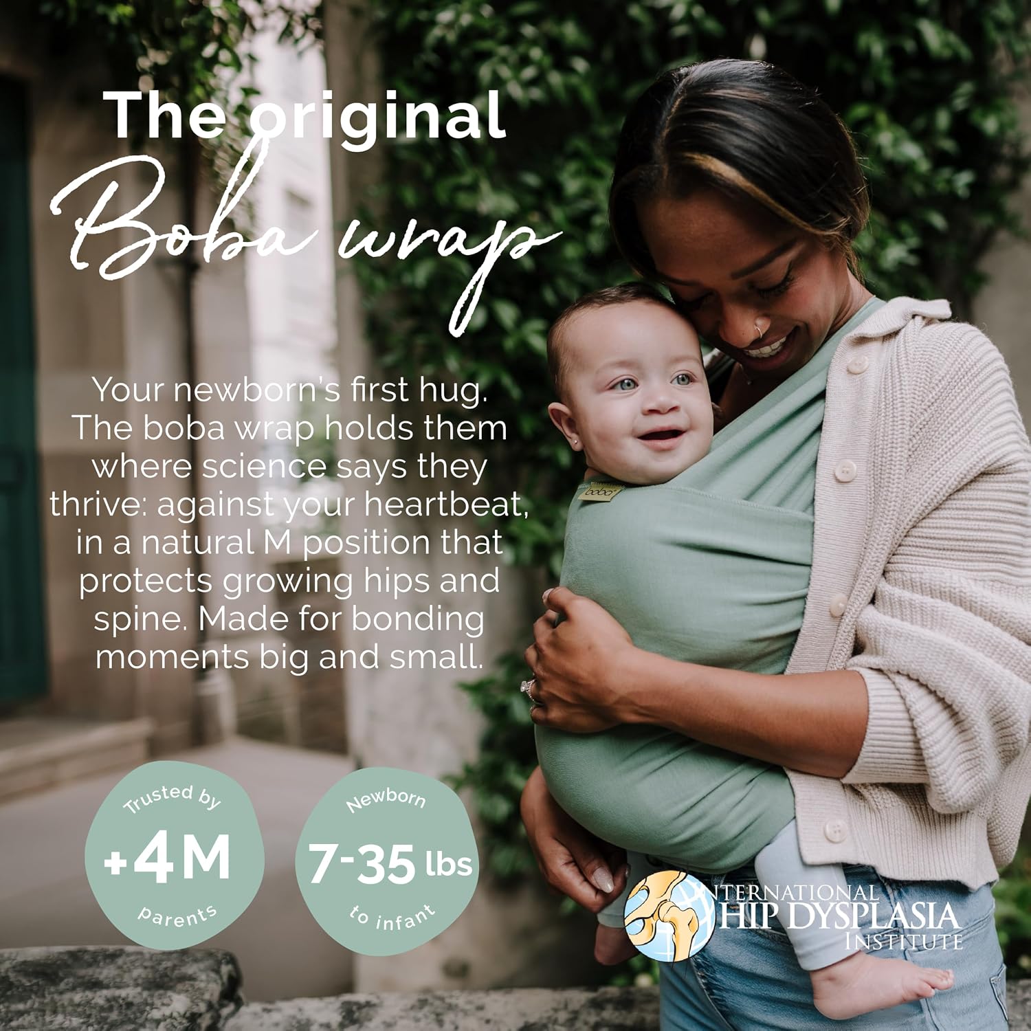 Baby Wrap Carrier - Stretch Cotton Newborn Sling, Sage Green | Breathable, Hands-Free Babywearing Carrier Wrap;