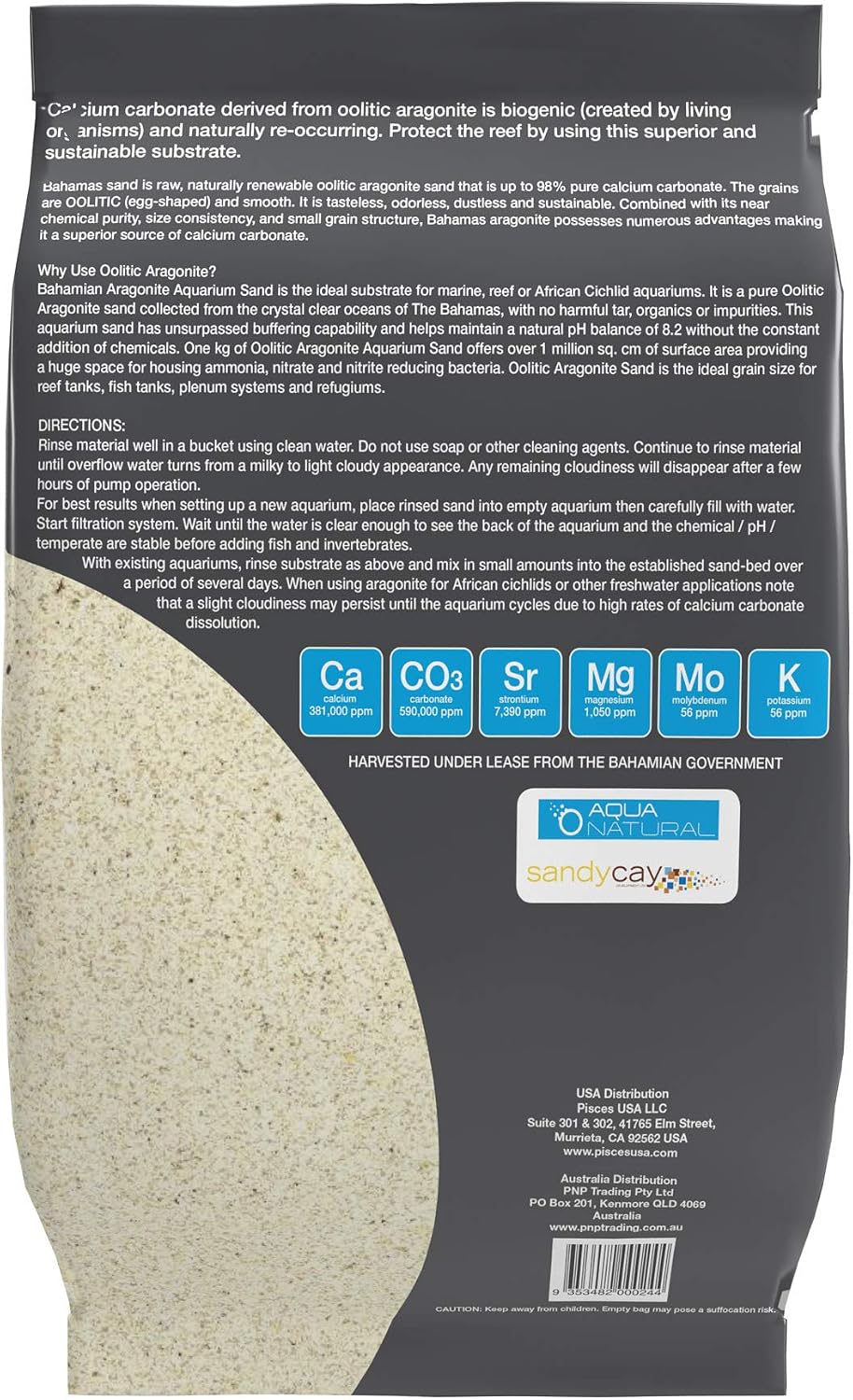 Aquarium Sand, Oolitic Aragonite, 10lb | Reef, Saltwater, Marine, Tanks