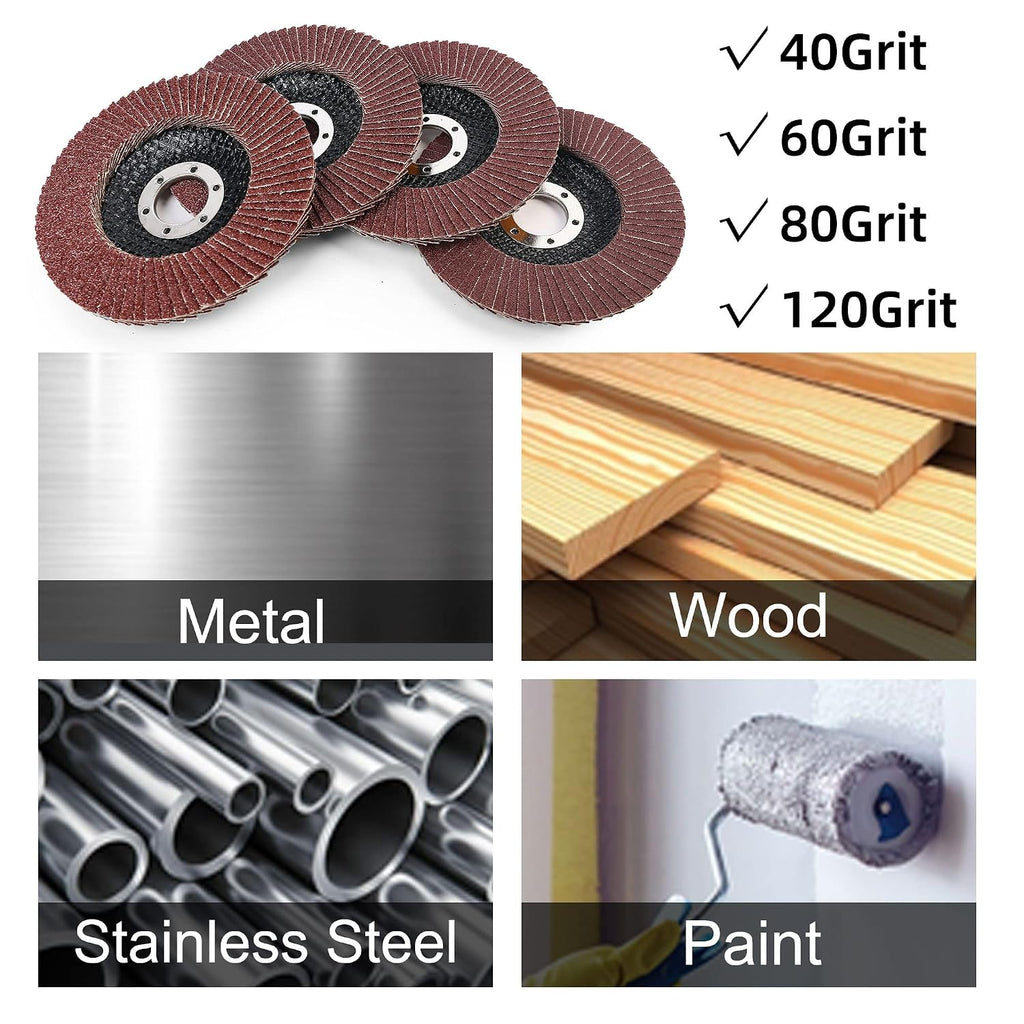 LotFancy Angle Grinder Sanding Disc for Metal & Wood, 4 1/2”, 20 Flap Discs