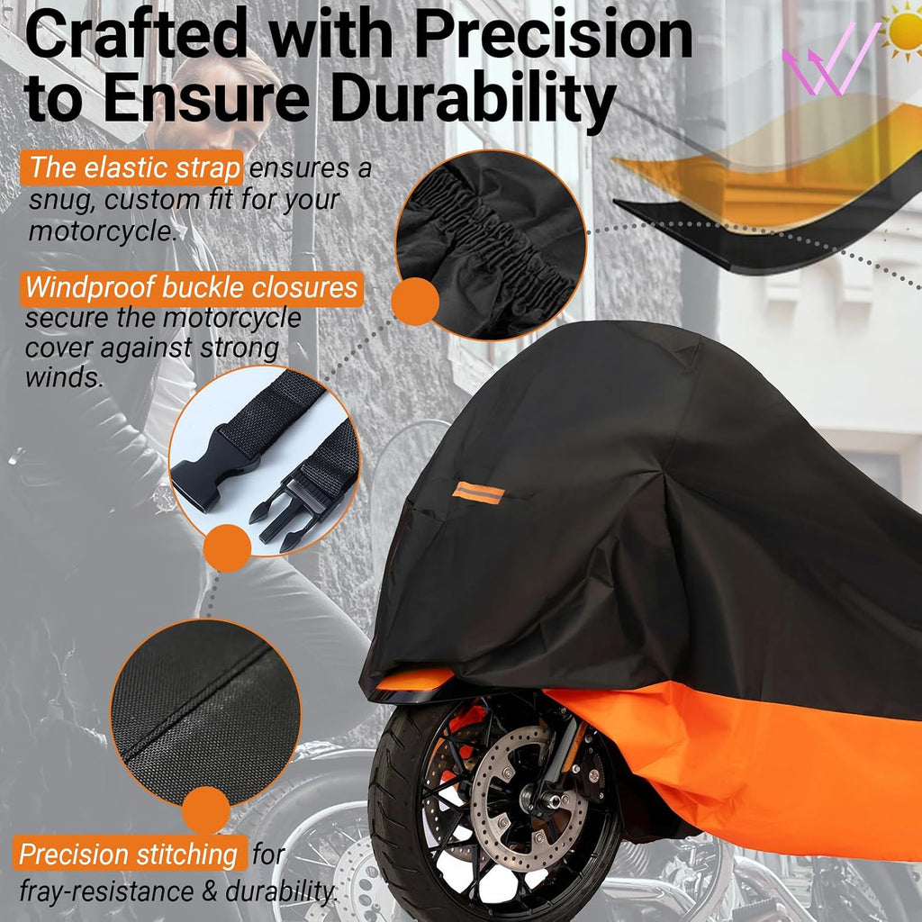 Motorcycle Cover Waterproof Outdoor for Harley 116" Motorbike Covers