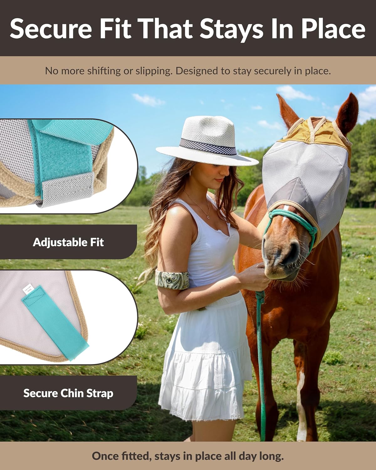 TSZ Horse Fly Mask Standard No Ears UV Block 70% Breathable Mesh Flymask