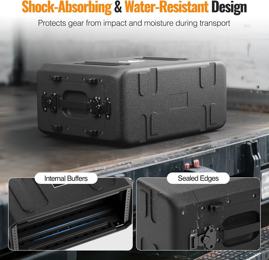 4U Shallow Waterproof Rackmount Rack Case PRCSE-4U | 19-in Rackmount, Detachable Cover Storage, Shockproof &