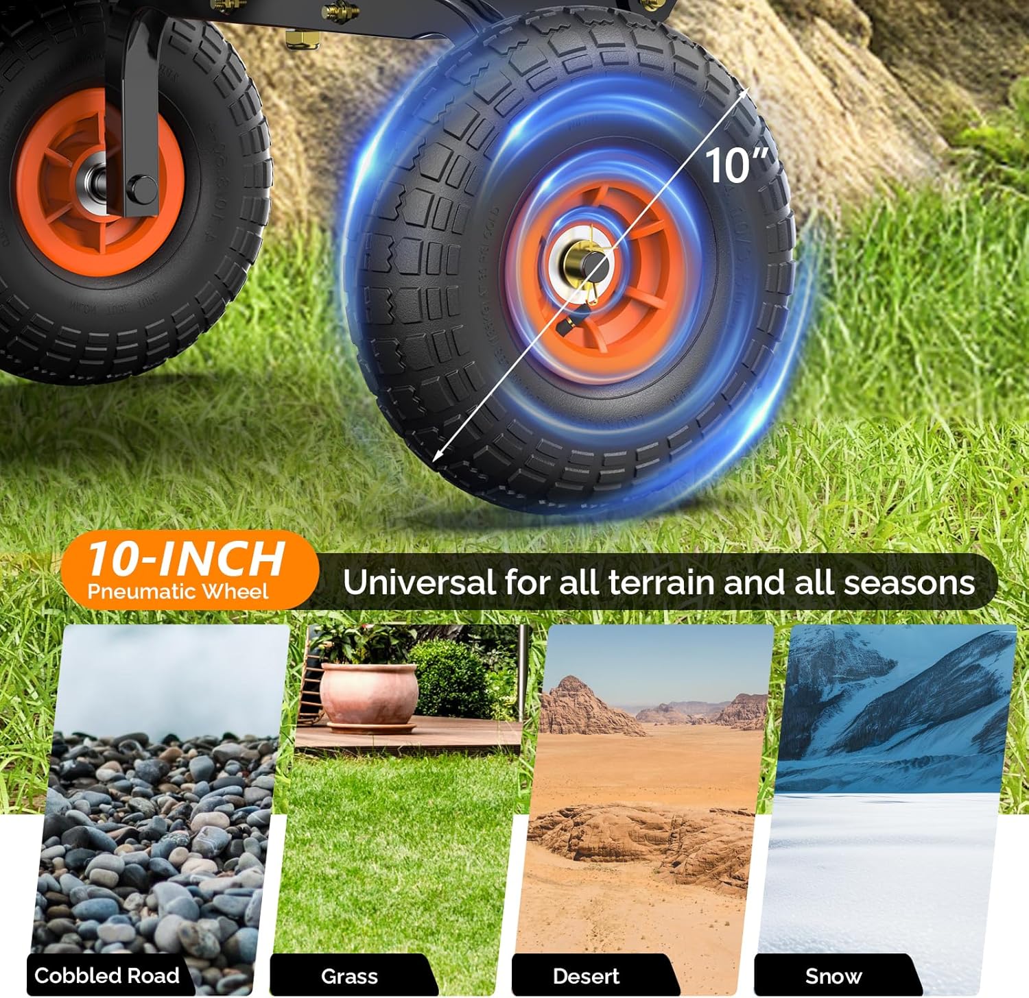 Dump Cart Wagon, 600LBS Quick-Release Dump Wheelbarrow, All-Terrain 10" Tires Garden Wagon for Yard, Lawn and Outdoor