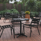 27.5 in Indoor/Outdoor Round Table with Base, Black