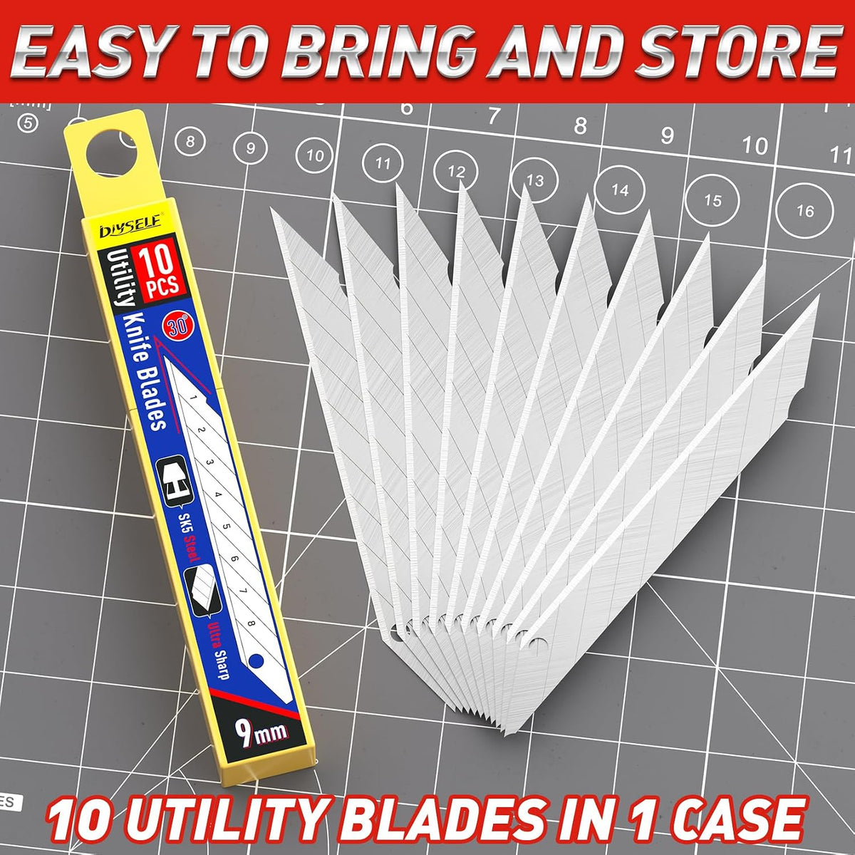 50 Pack Utility Knife Blades, 9mm Snap Off Blades (30°)