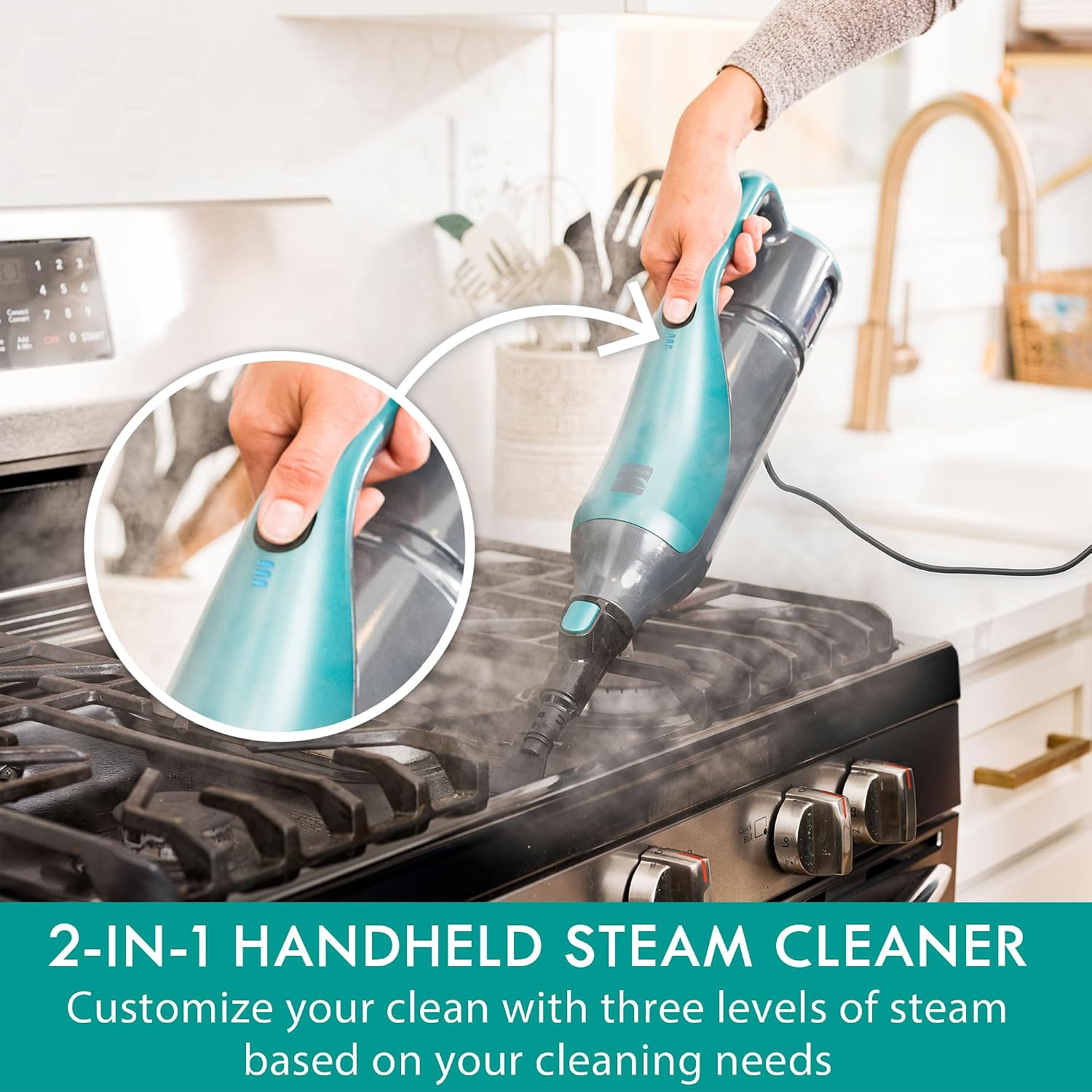 2-in-1 Steam Mop Hard Floor Cleaner | 2 Modes, 2pcs Washable Pads, for Carpets, Rugs and Upholstery - SM2050