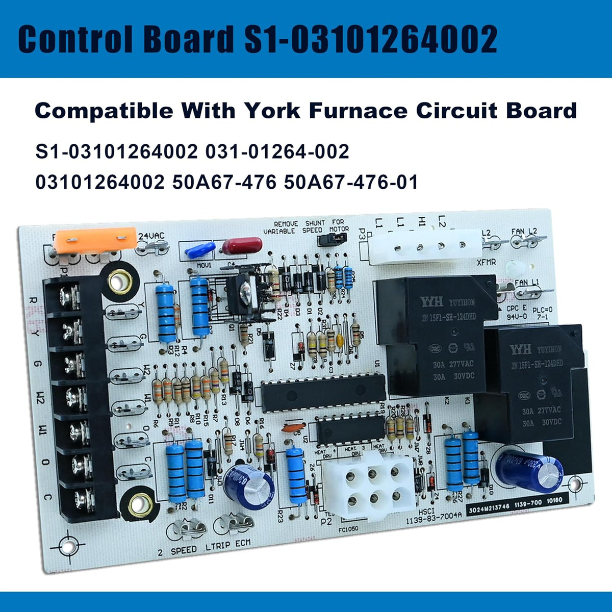 Upgraded S1-03101264002 Furnace Control Circuit Board Replacement for York