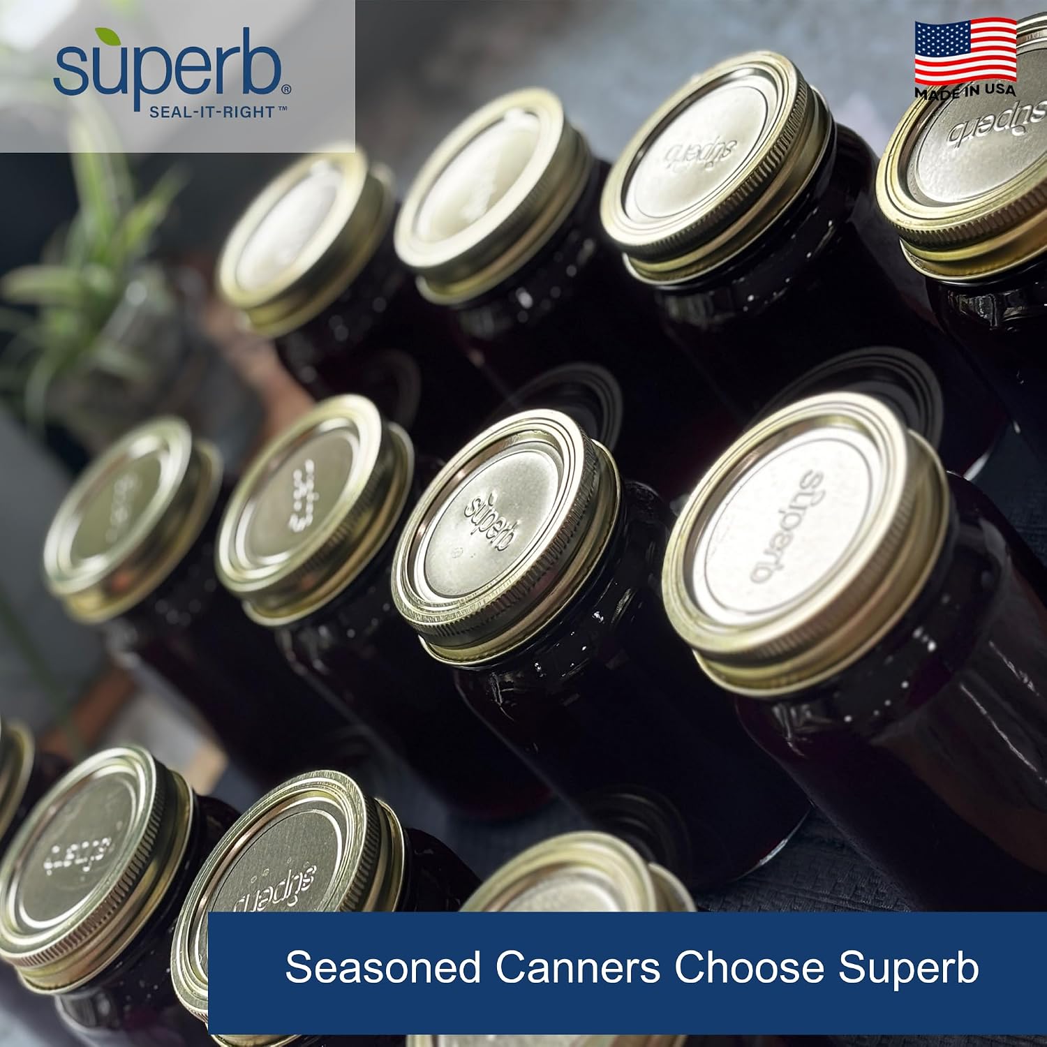 Superb Wide Mouth Mason Jar Canning Lids with Bands/Jar Rings – Made in the USA (24 Lids with Rings)