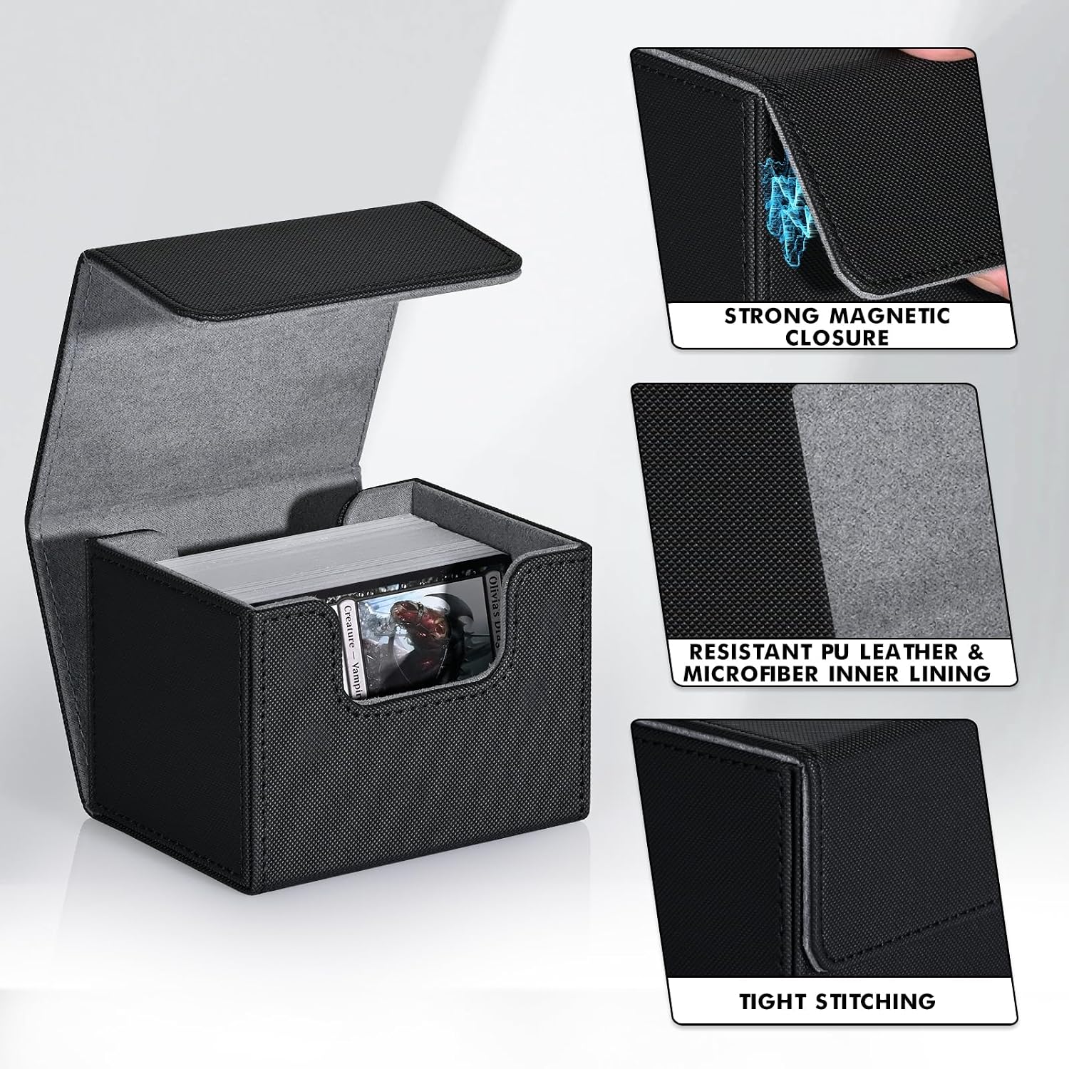 MTG Deck Box Holds 120+ Single Sleeved Cards Commander Deck Box | Card Deck Box for Trading Cards Magnetic Card