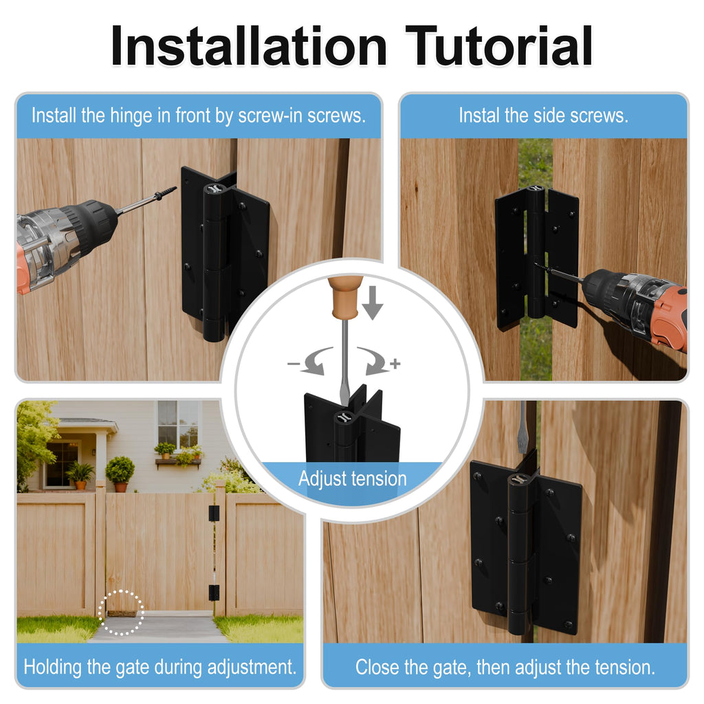 5-3/4” Self Closing Gate Hinges, Adjustable Automatic Closing