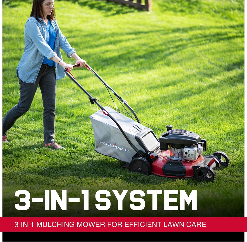 21-Inch Self Propelled Gas Lawn Mower, 170cc OHV Engine, Rear-Wheel Drive, Steel Deck, 3-in-1 Walk-Behind Mower