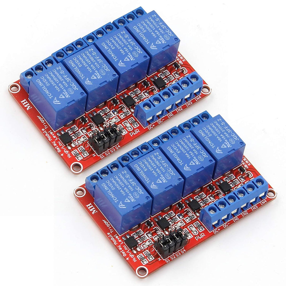 2PCS 5V 4 Channel Relay with Optocoupler High/Low Level Trigger
