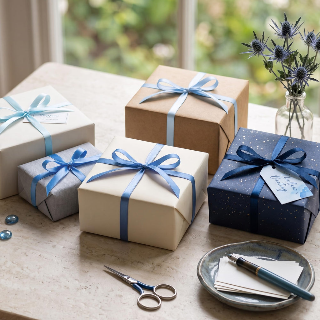 Blue Satin Ribbon Set 3/8" x 50 Yards, 5 Rolls