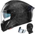 Carbon Fiber Motorcycle Helmets Lightweight Full Face Dual Visor Helmet with Rear Wing Pinlock Compatible Motorbike