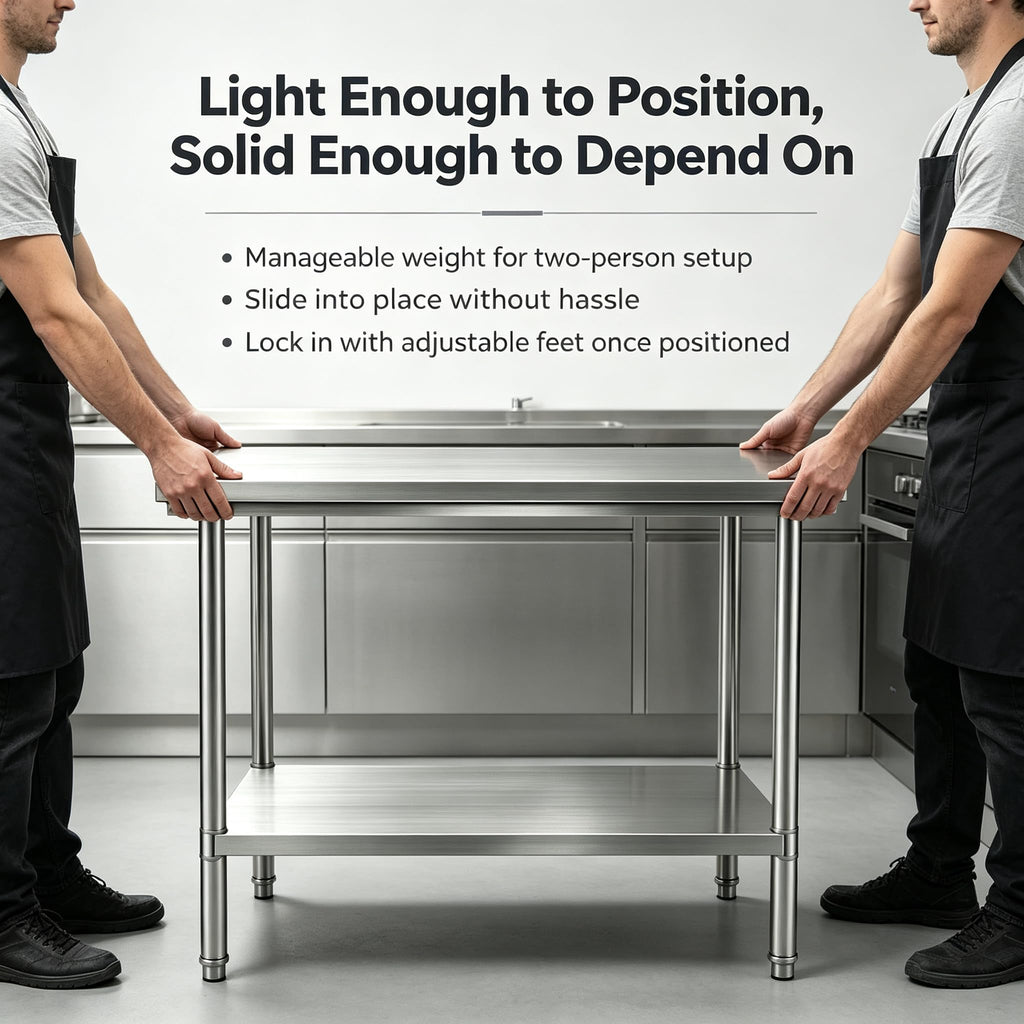 24"x48" Heavy Duty Stainless Steel Work Table with Adjustable Feet