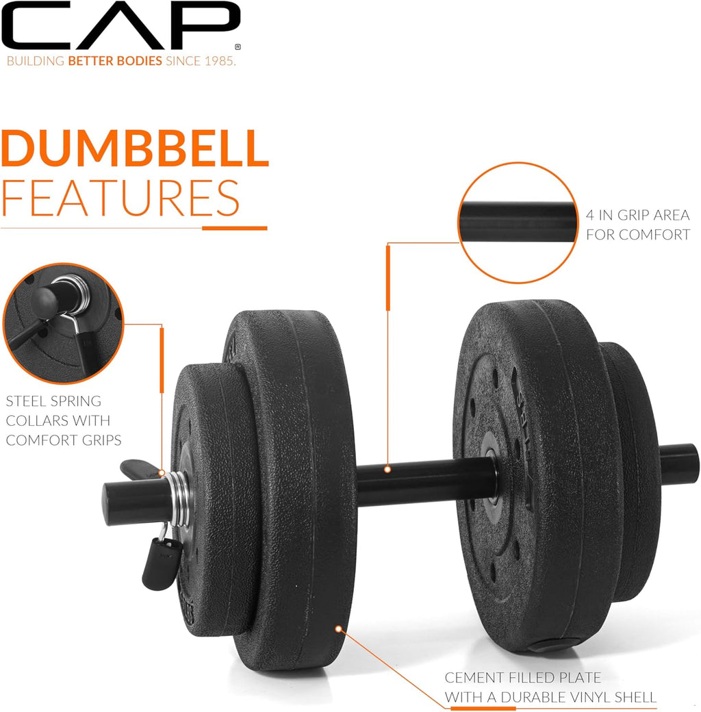 40-Pound Adjustable Cement Dumbbell Set – Versatile Weights for Home Gym Excellence