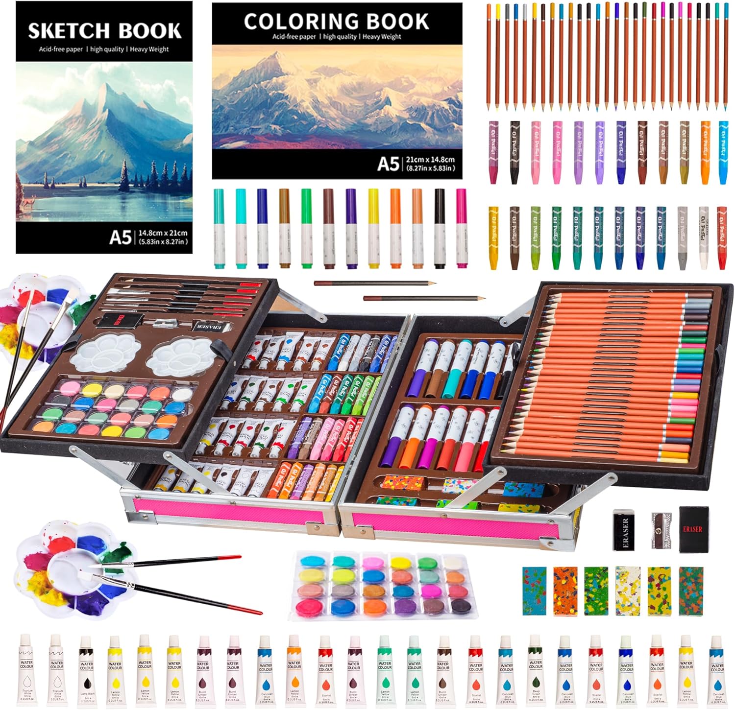 Art Set, 139 Pack Painting Drawing Art Supplies Kit with 2 Sketch Pads, Double Layers Art Crafts, Colored Pencils