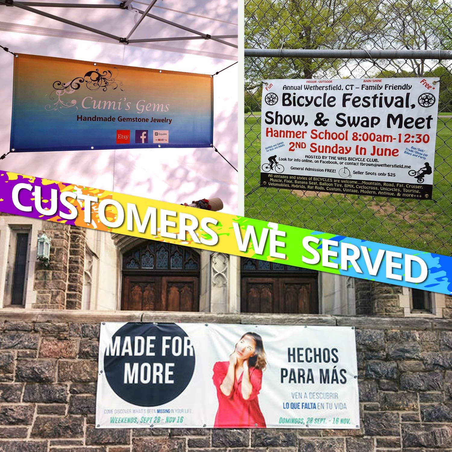 Custom Vinyl Banner Double Sided - 18oz Heavy Duty Vinyl Sign - Metal Grommets & Hemmed Sides - for Celebrating