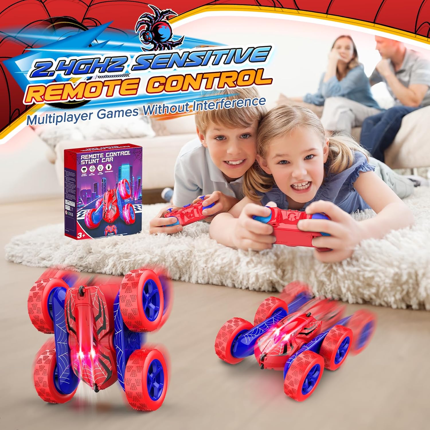 Remote Control Car,RC Cars Boys Toys for 3 4 5 6 7 8 9 10 11 12 Year Old Boy Double Sided 360°Flip 4WD Rechargeable
