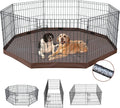 Foldable Silver Metal Dog Exercise Playpen Gate Fence Dog Crate 8 Panels 30 Inch Height Puppy Kennels with Bottom Pad