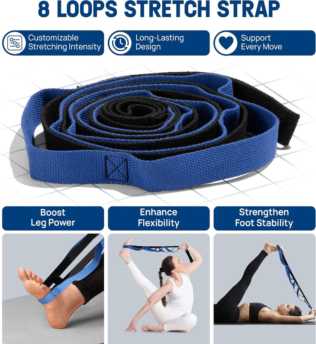 Foam Muscle Roller Set, 7-in-1 High-Density Set of Back Roller, Fascia Massage Tool, Stretch Strap, Spiky, Peanut &