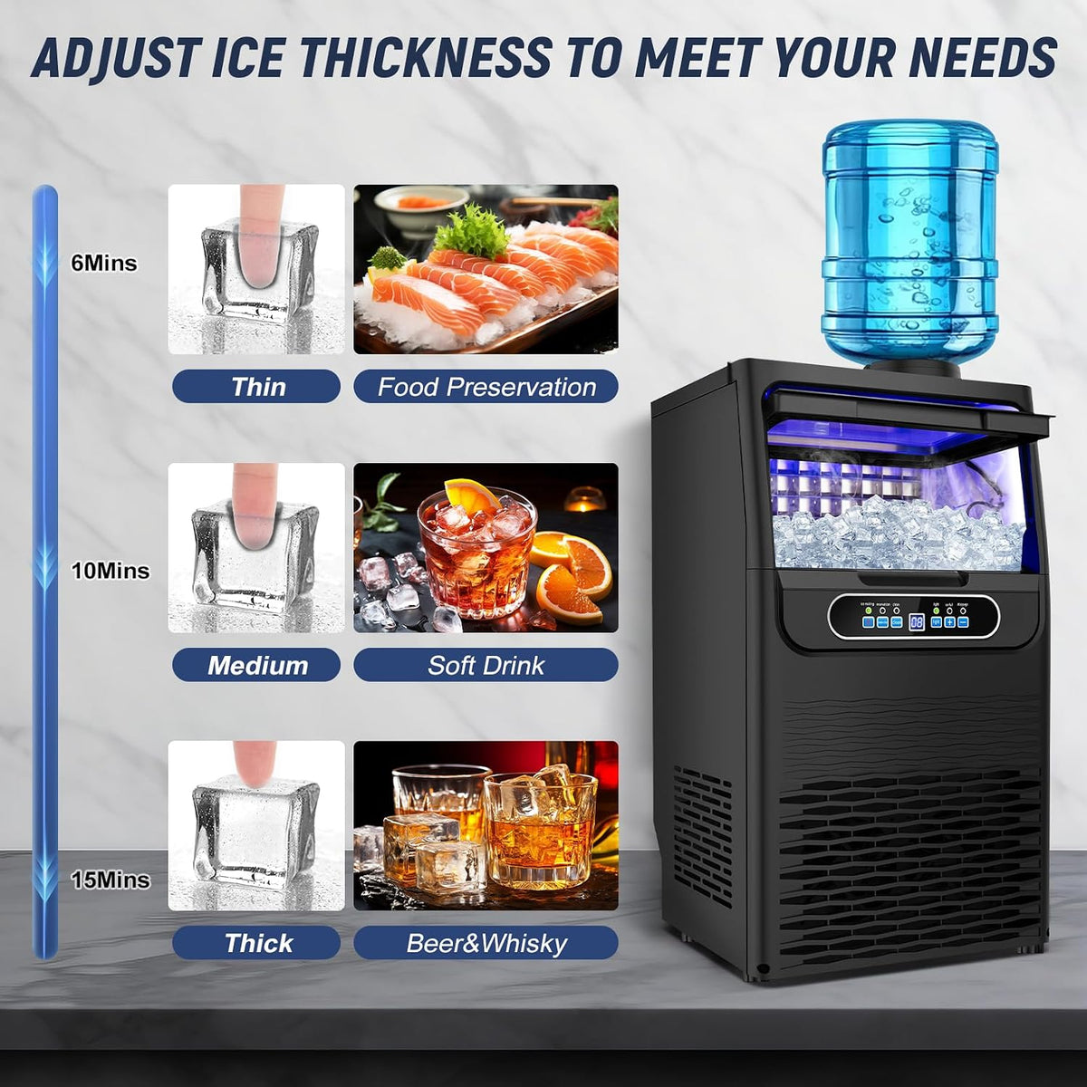 Under Counter Ice Maker Machine, 100LBS/24H, 20LBS Capacity