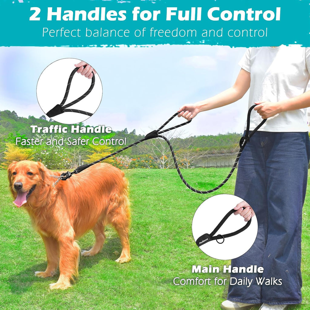Two Handles Dog Leash, 5FT Pet Rope Leash with Quick Release Clip