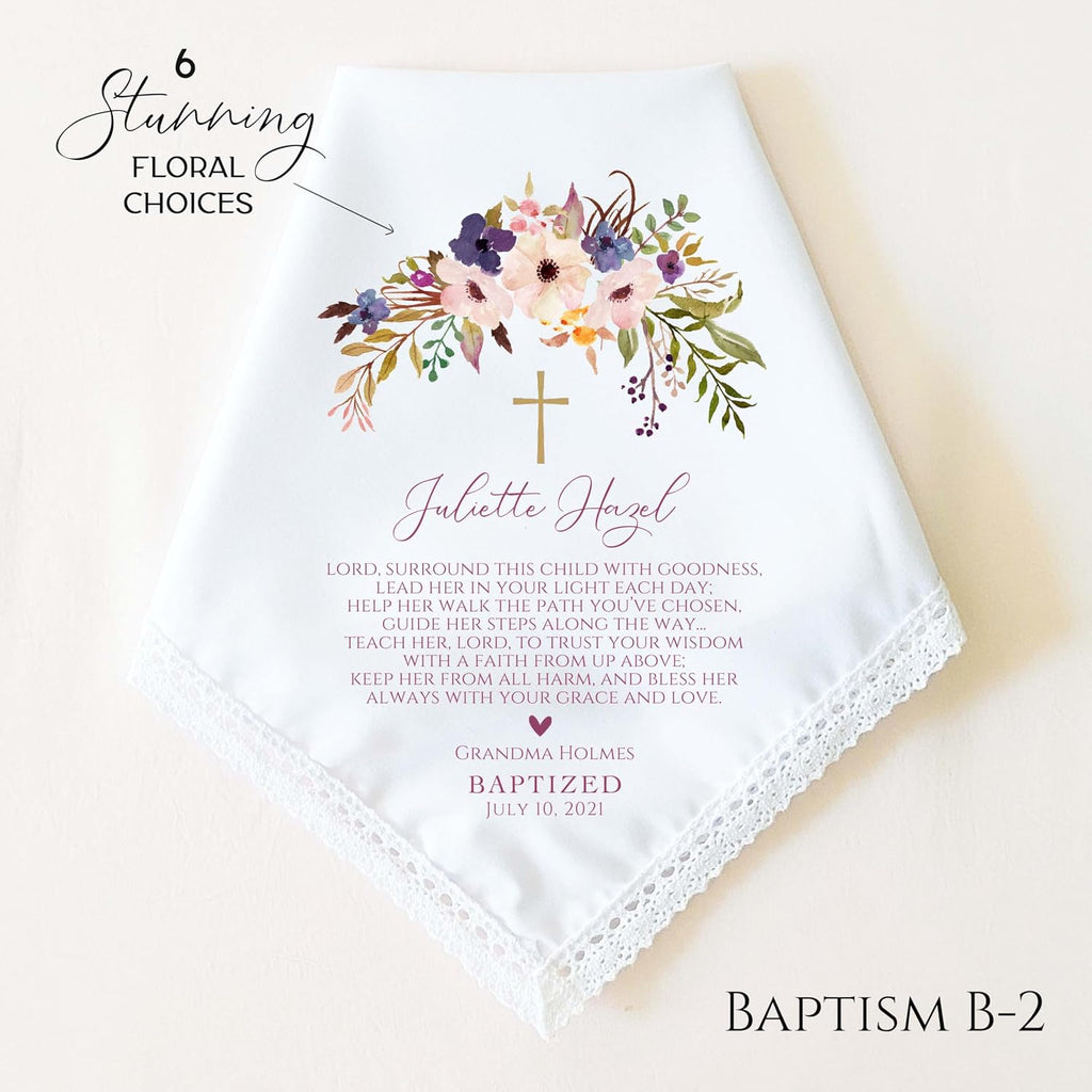 Baptism Gift for Girl, Baby Girl | Christening | Personalized Baptism Handkerchief | Catholic Baptism Gift | Baptism