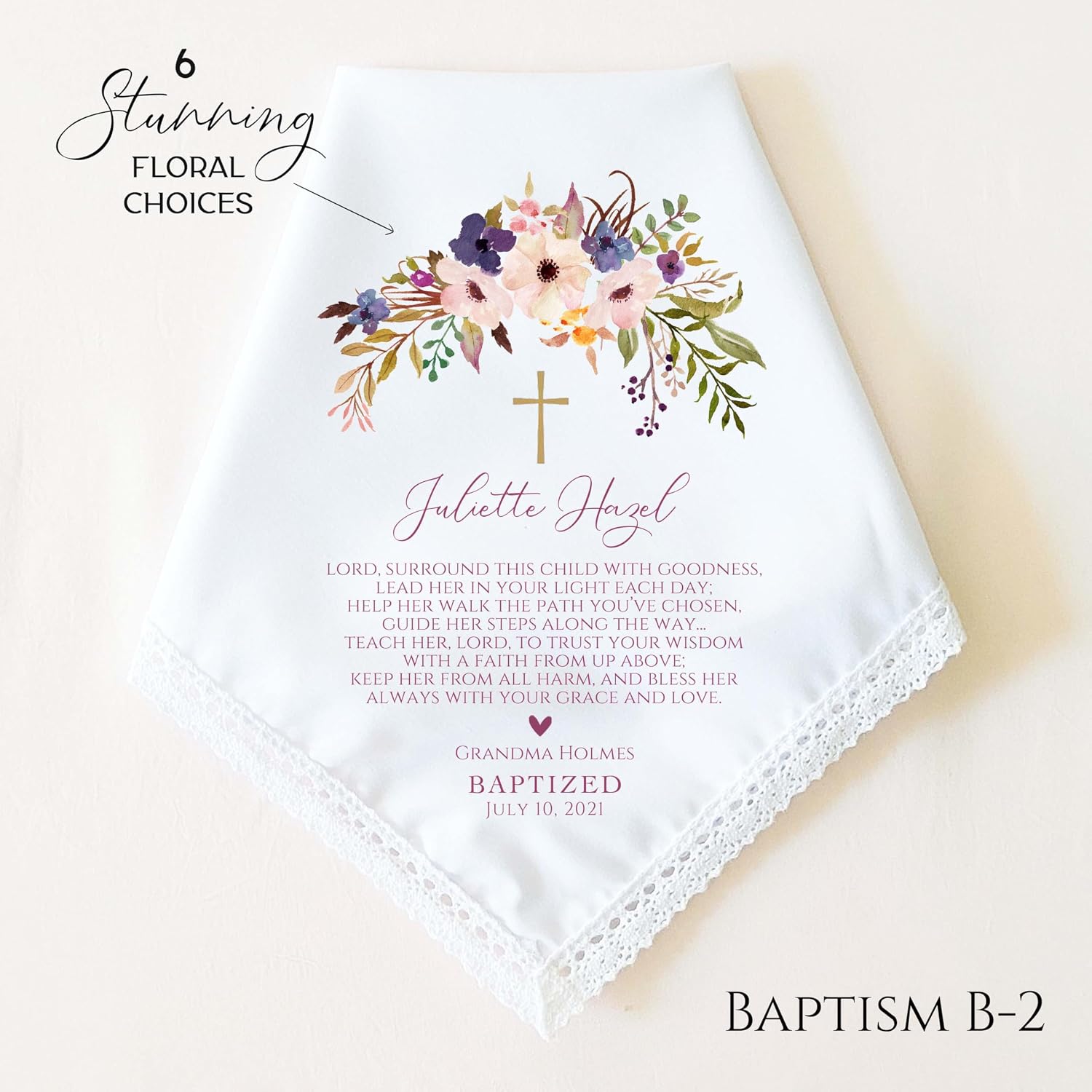 Baptism Gift for Girl, Baby Girl | Christening | Personalized Baptism Handkerchief | Catholic Baptism Gift | Baptism