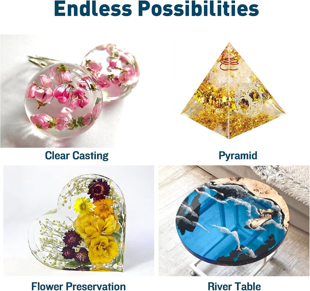 Deep Pour Epoxy Resin, 51oz Epoxy Resin Kit for 2-4" Pour Depths, Crystal Clear & High Gloss, Bubble-Free Casting