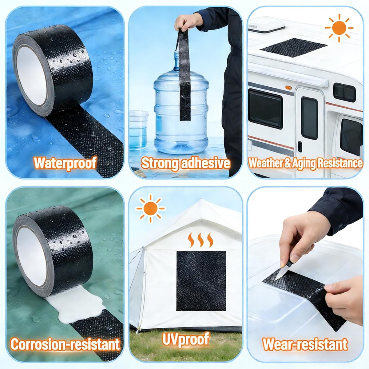 Black Waterproof Repair Tape 3 Inch x 30FT