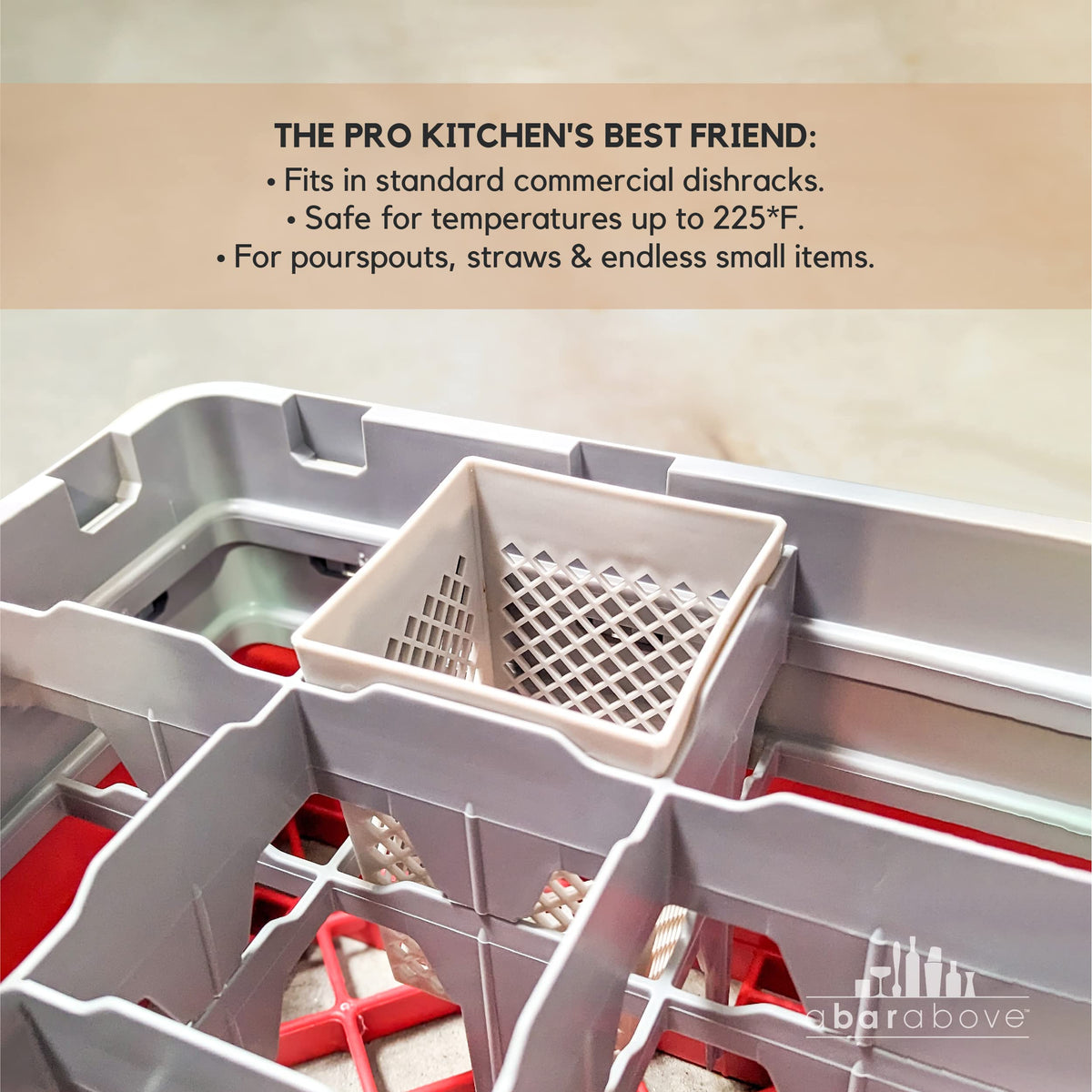 A Bar Above Dishwasher Basket for Reusable Straws and Small Bar Tools