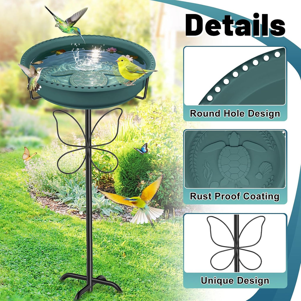 Bird Bath for Outside, Garden Freestanding Birdbath & Birdfeeder with Removable Bowl, Bird Baths Feeder for Outdoors