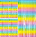 Pastel Rainbow Foil Fringe Curtain Streamers Party Backdrop Foil Fringe Backdrop Curtains Tinsel Streamers for