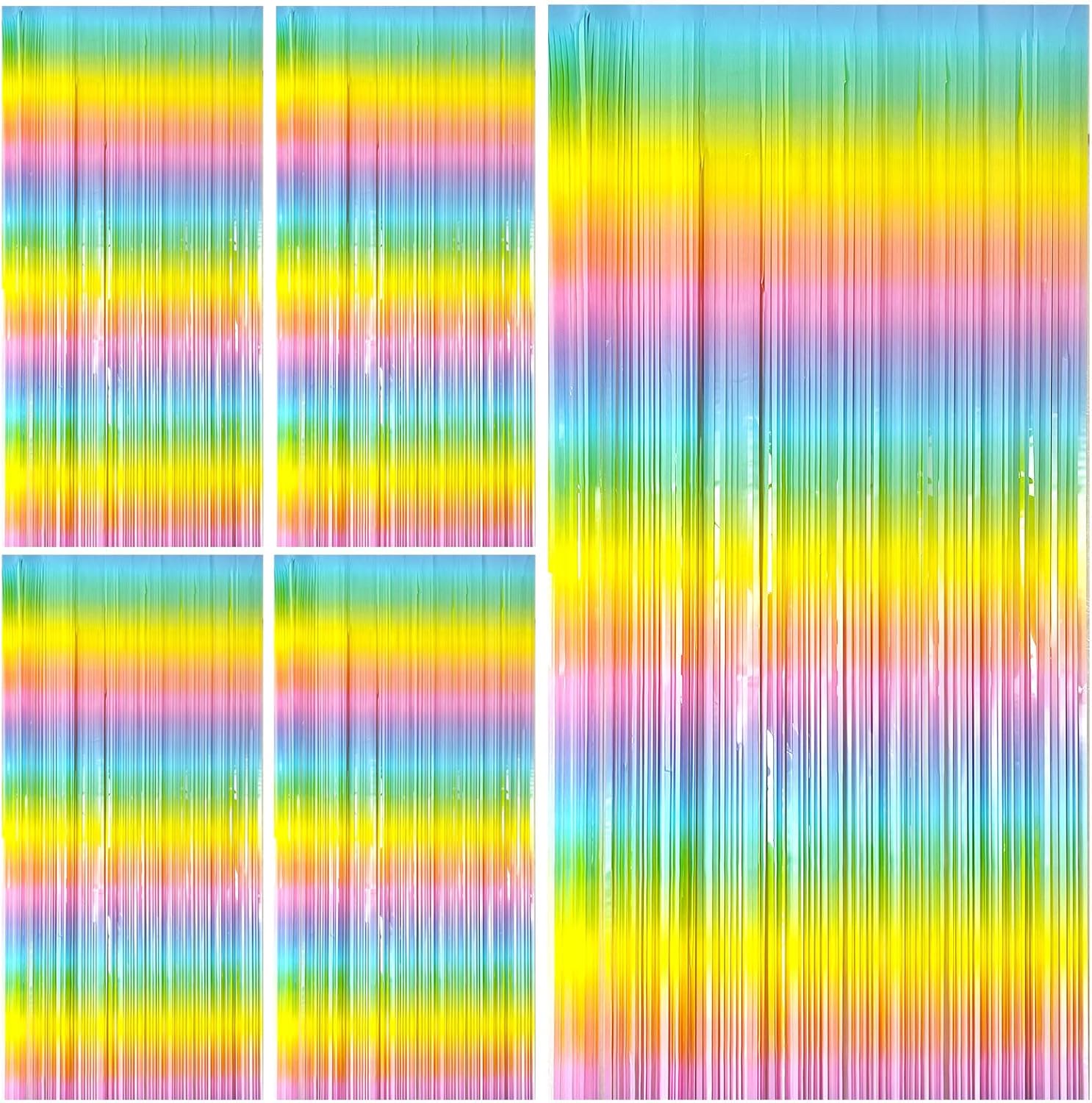 Pastel Rainbow Foil Fringe Curtain Streamers Party Backdrop Foil Fringe Backdrop Curtains Tinsel Streamers for