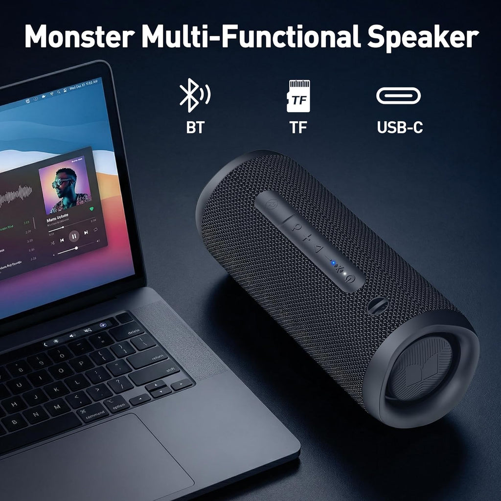 Bluetooth Speaker, Wireless Portable Outdoor Bluetooth Speakers, 60W True Wireless Stereo IPX8 Waterproof, Dual