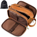 Toiletry Bag for Men, Large Travel Shaving Dopp Kit Water-resistant Bathroom Toiletries Organizer PU Leather Cosmetic