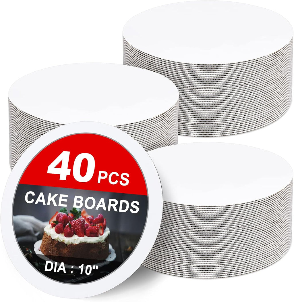 40-Packs Cake Boards 10 inch Round, White Cake Board Rounds